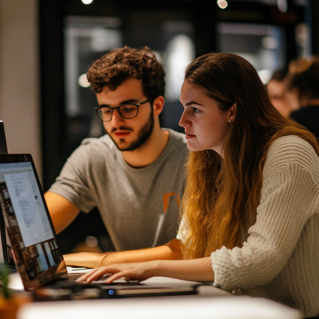 people sitting at desk with computerr