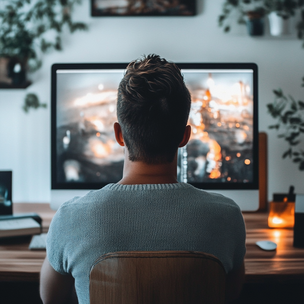 someone sitting at a computer