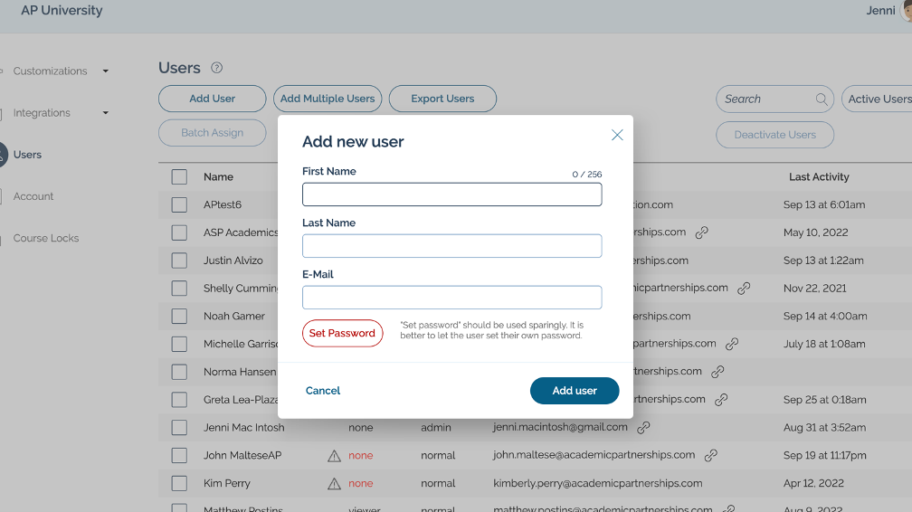 Coursetune Image Adding Users